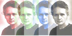 multiple exposure of Marie Curie