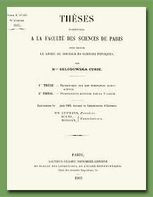 title page of Marie's doctoral thesis