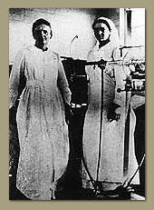 Marie and Irene with X-ray equipment