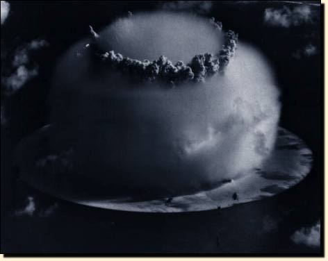 A 1946 test of an atomic bomb in the lagoon at Bikini atoll