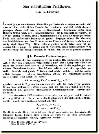 Einstein's Field Theory - image of paper