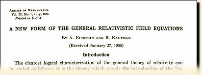 Einstein's paper, "A New Form of the General Relativistic Field Equations"