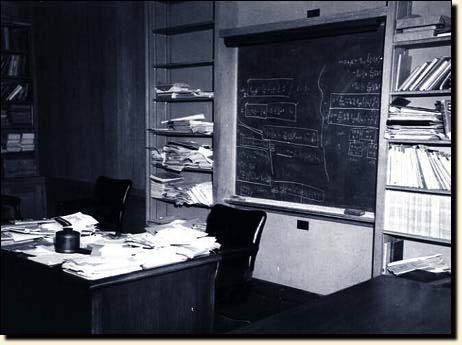 Einstein's blackboard in his office at The Institute for Advanced Study after his death in 1955