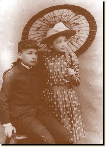 Einstein at the age of fourteen with his sister Maja