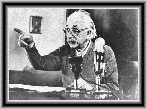Einstein speaking in public around 1952